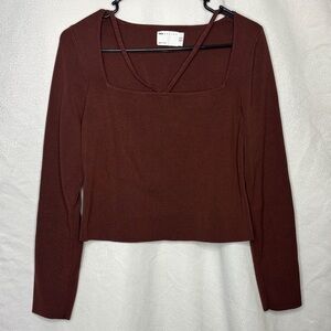 Elegant Brown Long Sleeve Top